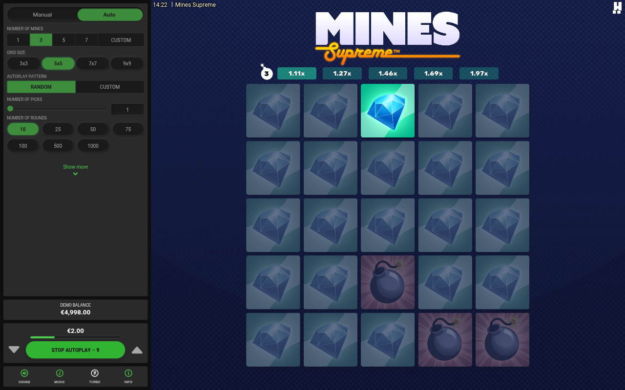 Mines Supreme gameplay