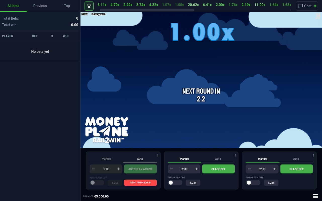 Moneyplane Bail2win base game