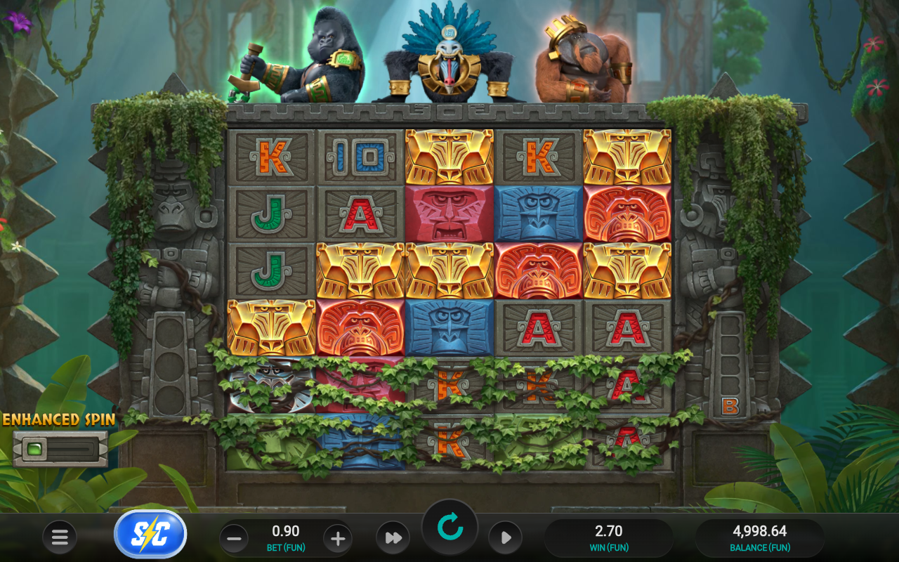 Monkey Gods of the Inca gameplay showing reel expansion