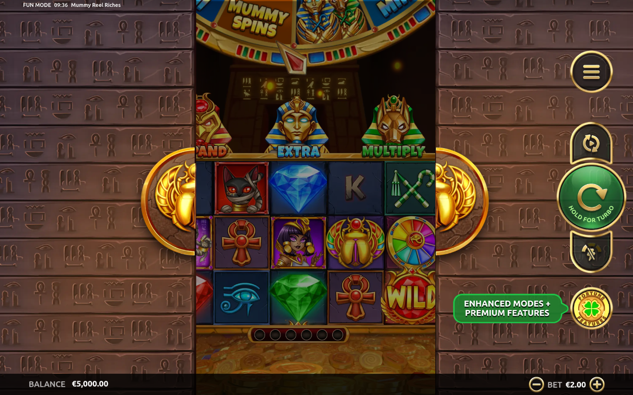 Mummy Reels Riches Four Leaf Gaming base game
