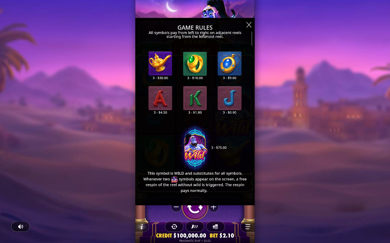 Mystic Wishes information screen