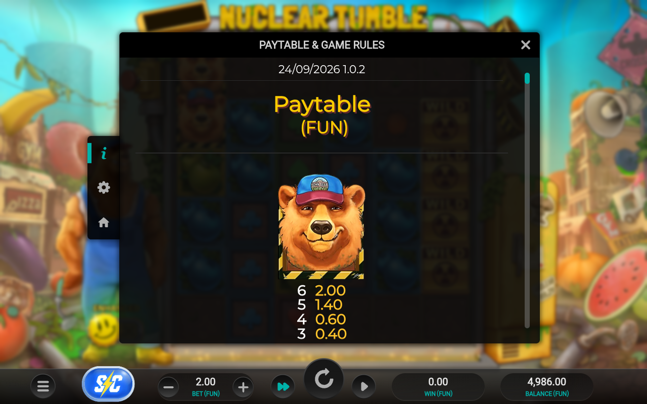 Nuclear Tumble information screen