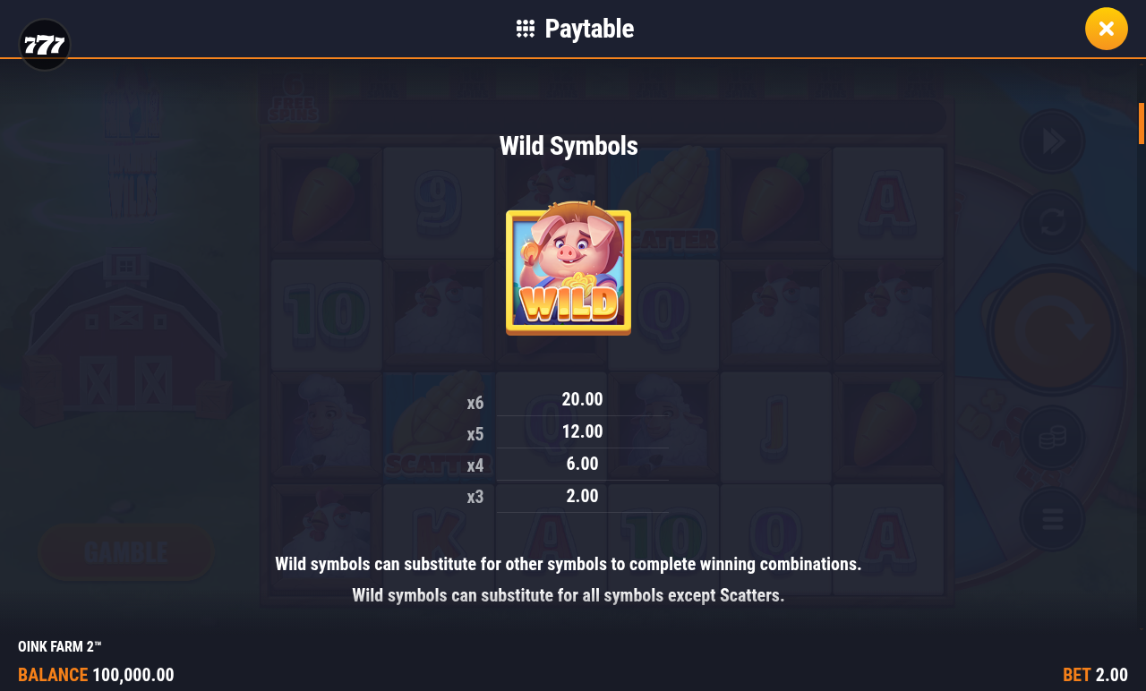 Oink Farm 2 wild symbols and payline rules