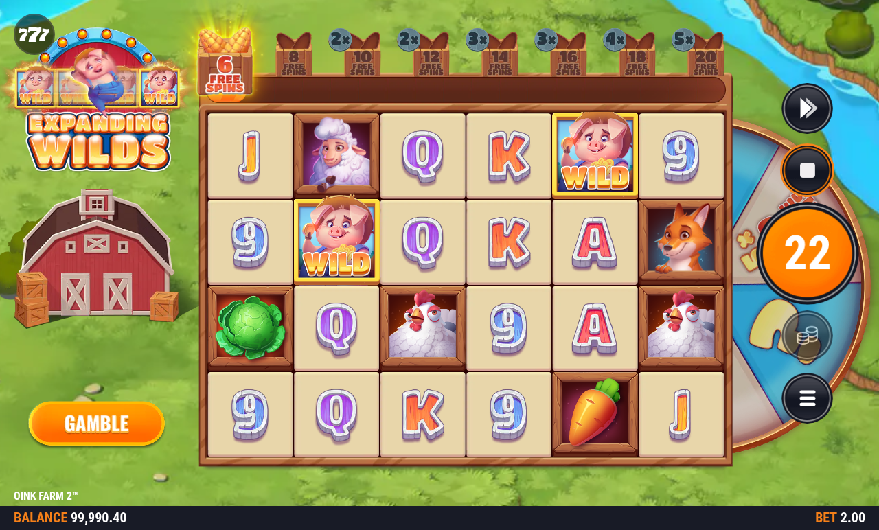 Oink Farm 2 Expanding Wilds in play