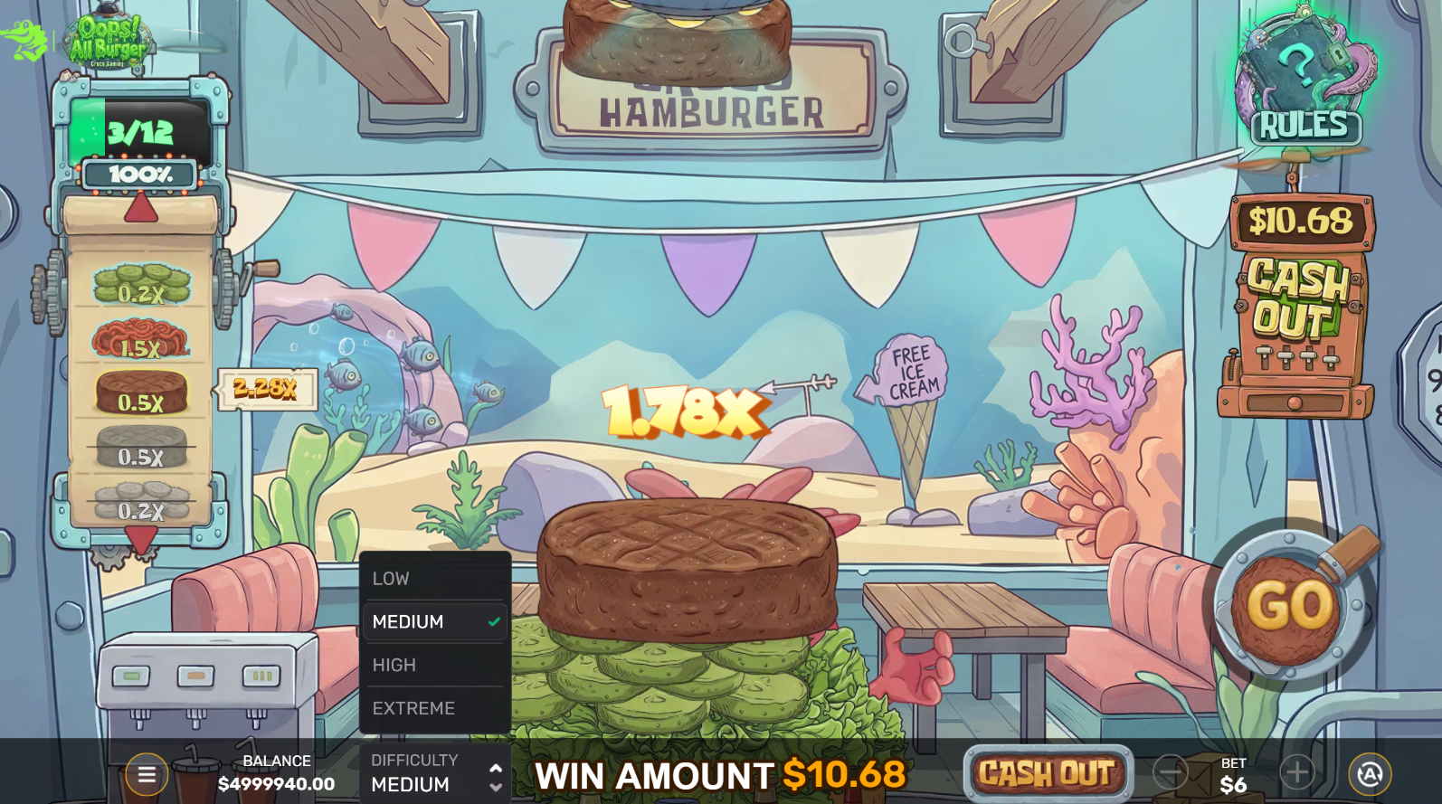 Oops! All Burger difficulty levels