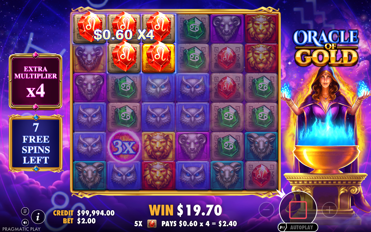 Oracle of Gold gameplay with multiplier wilds