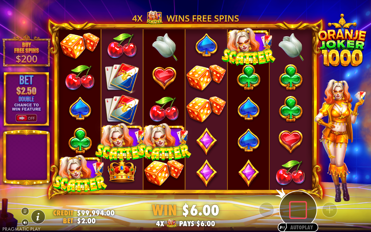 Oranje Joker 1000 free spins trigger