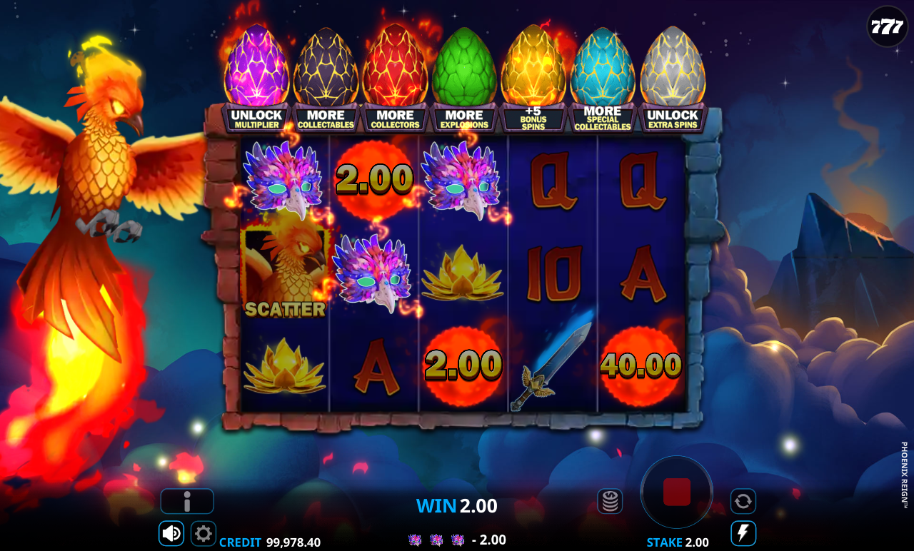 Phoenix Reign bonus gameplay with orbs and collectors