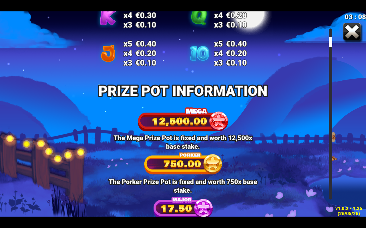 Piggies Prize Party information screen