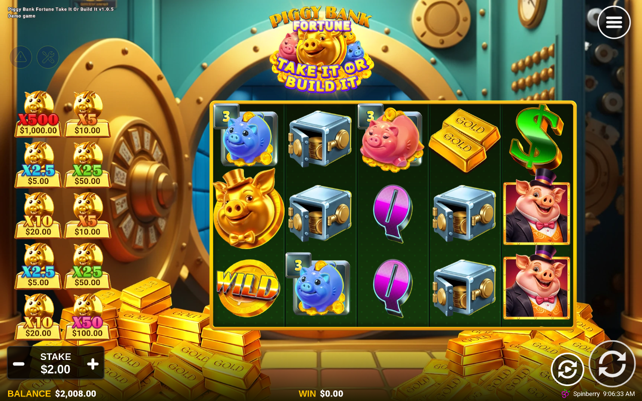 Piggy Bank Fortune Take It or Build It gameplay