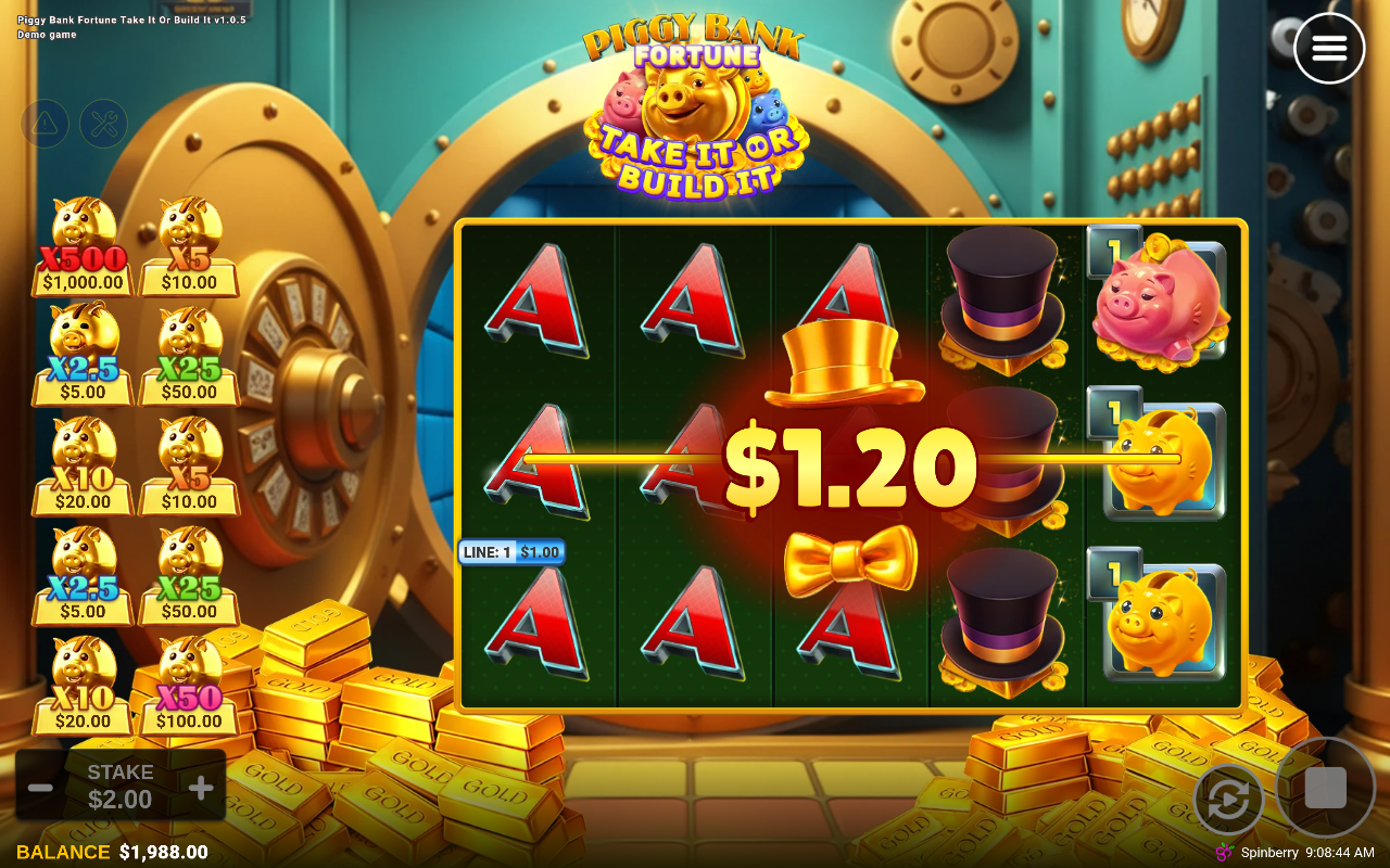 Piggy Bank Fortune Take It or Build It gameplay