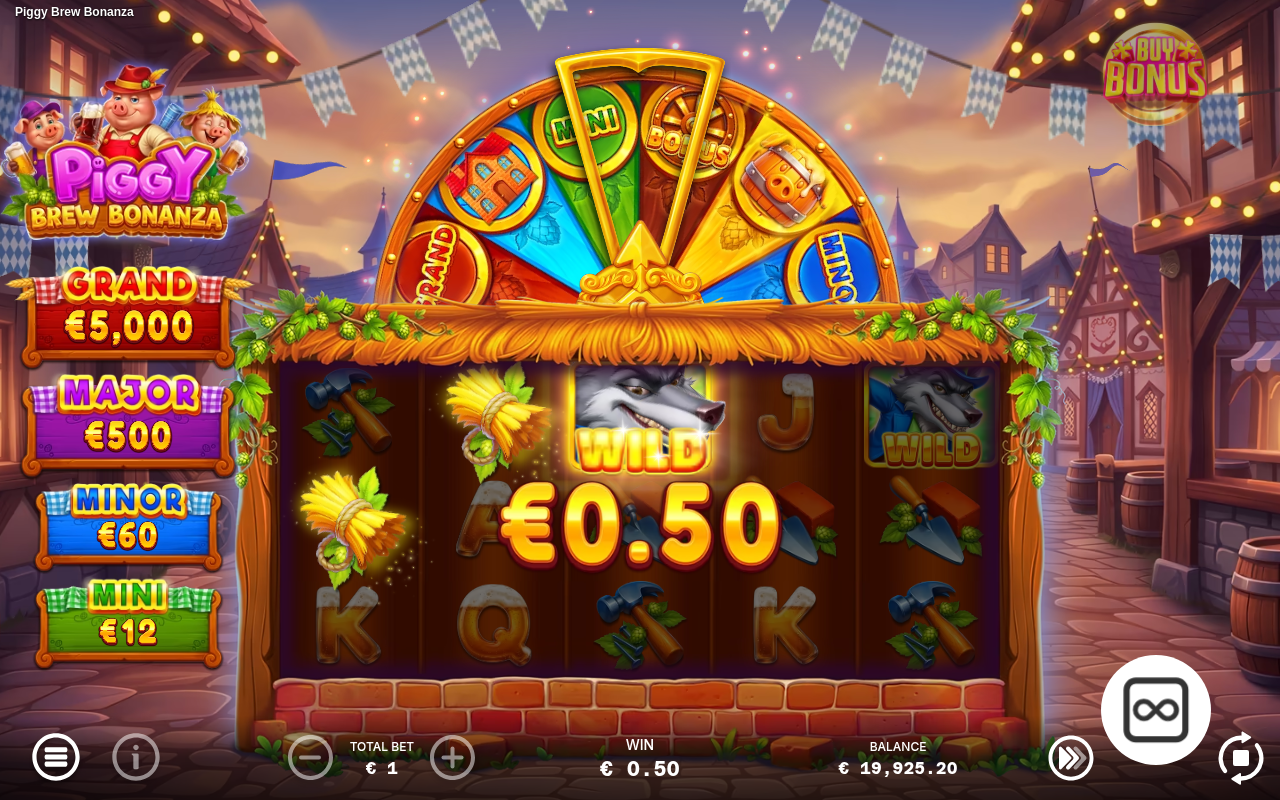 Piggy Brew Bonanza win with wilds on reels 3 and 4