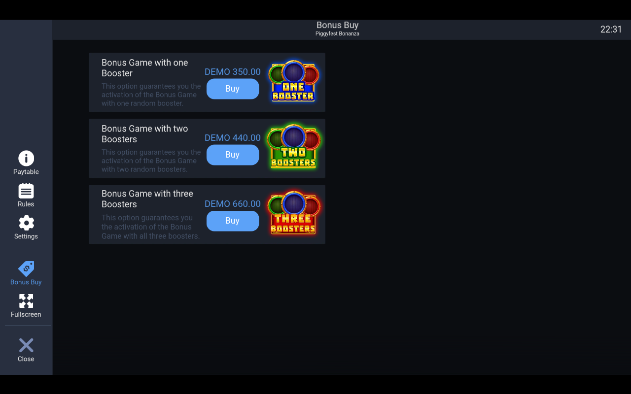 Piggyfest Bonanza bonus buy