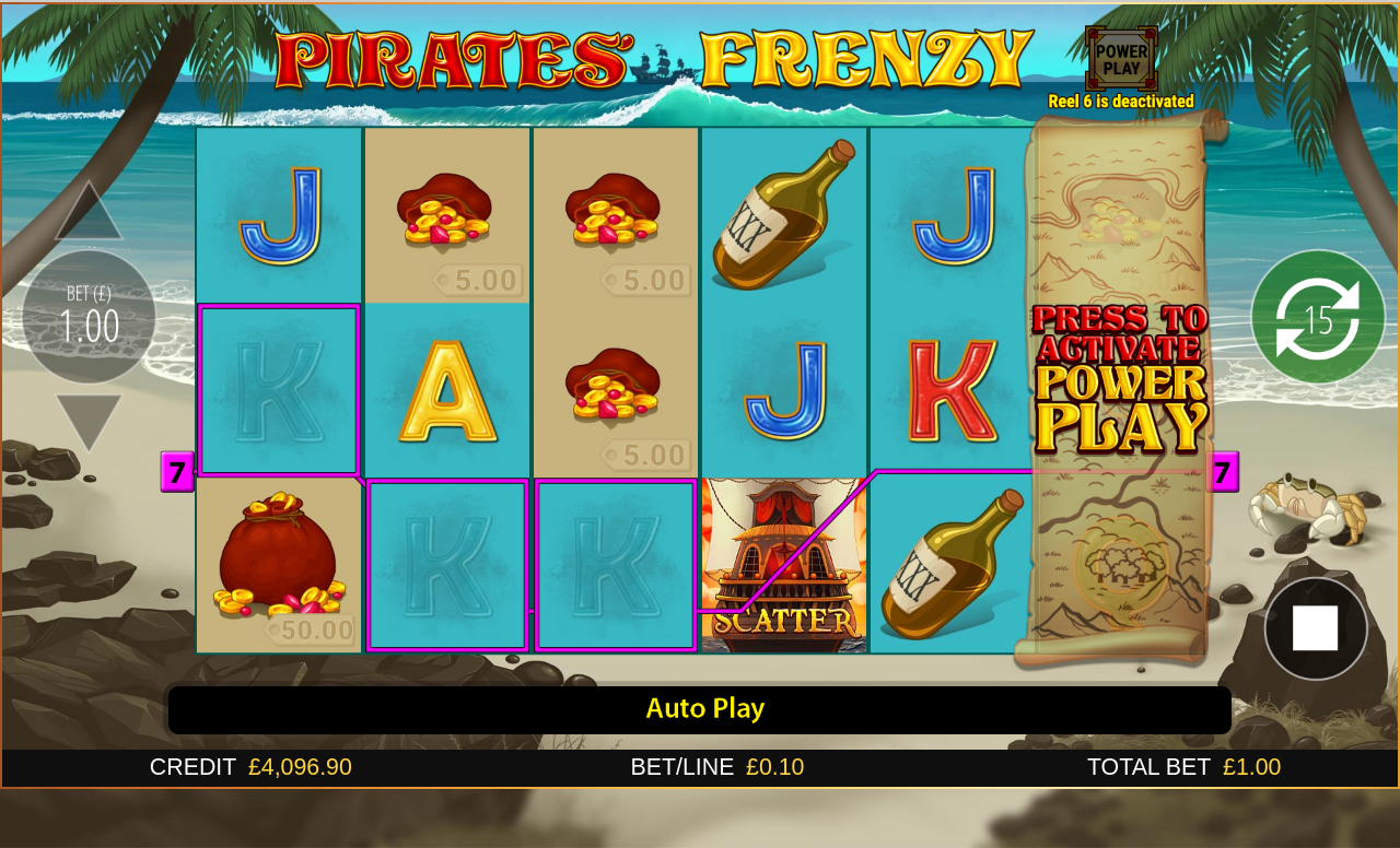 Pirates Frenzy gameplay during spins