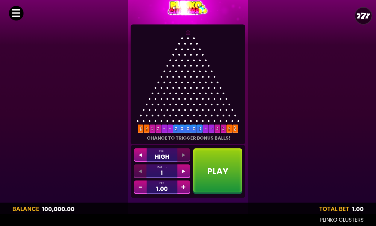 Plinko Clusters base game