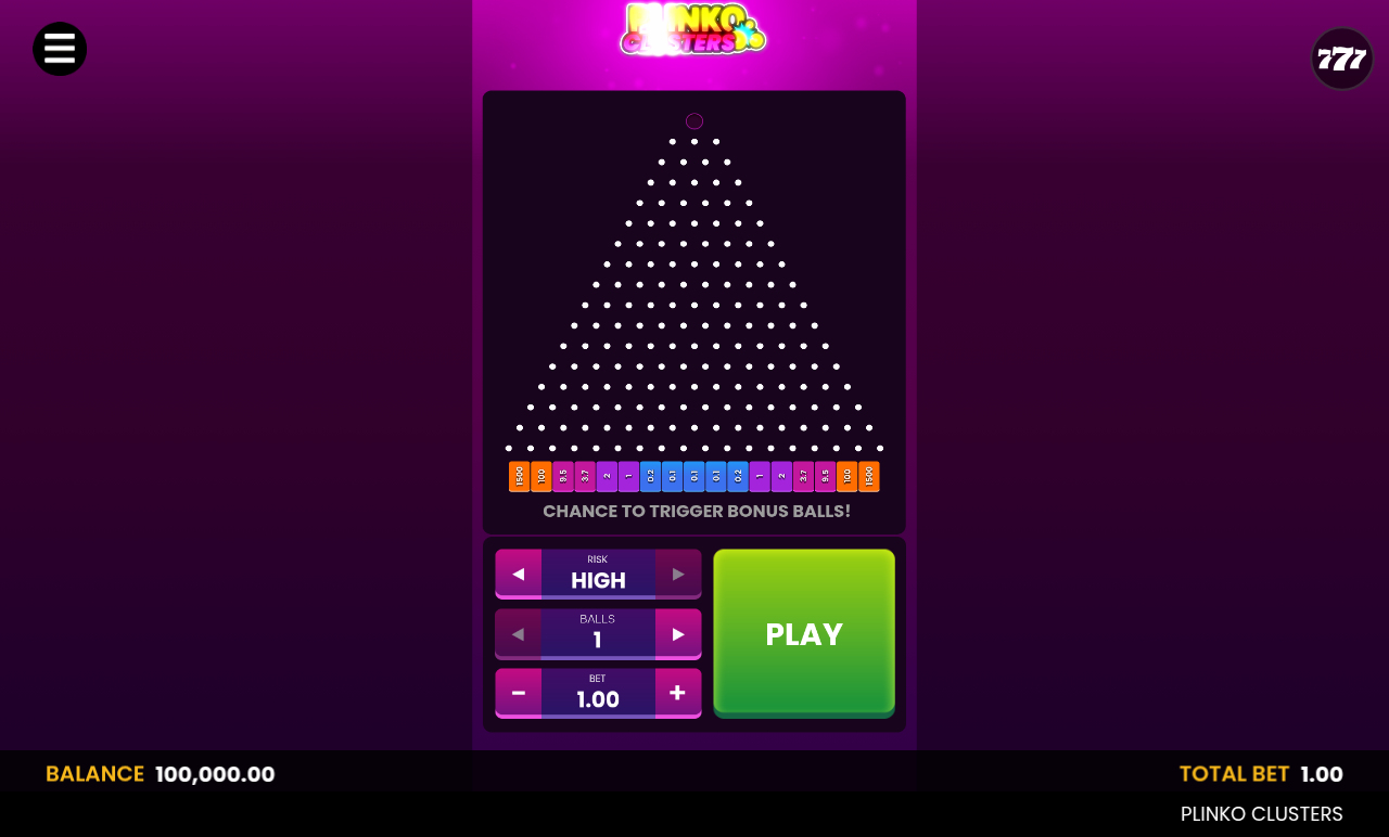 Plinko Clusters gameplay