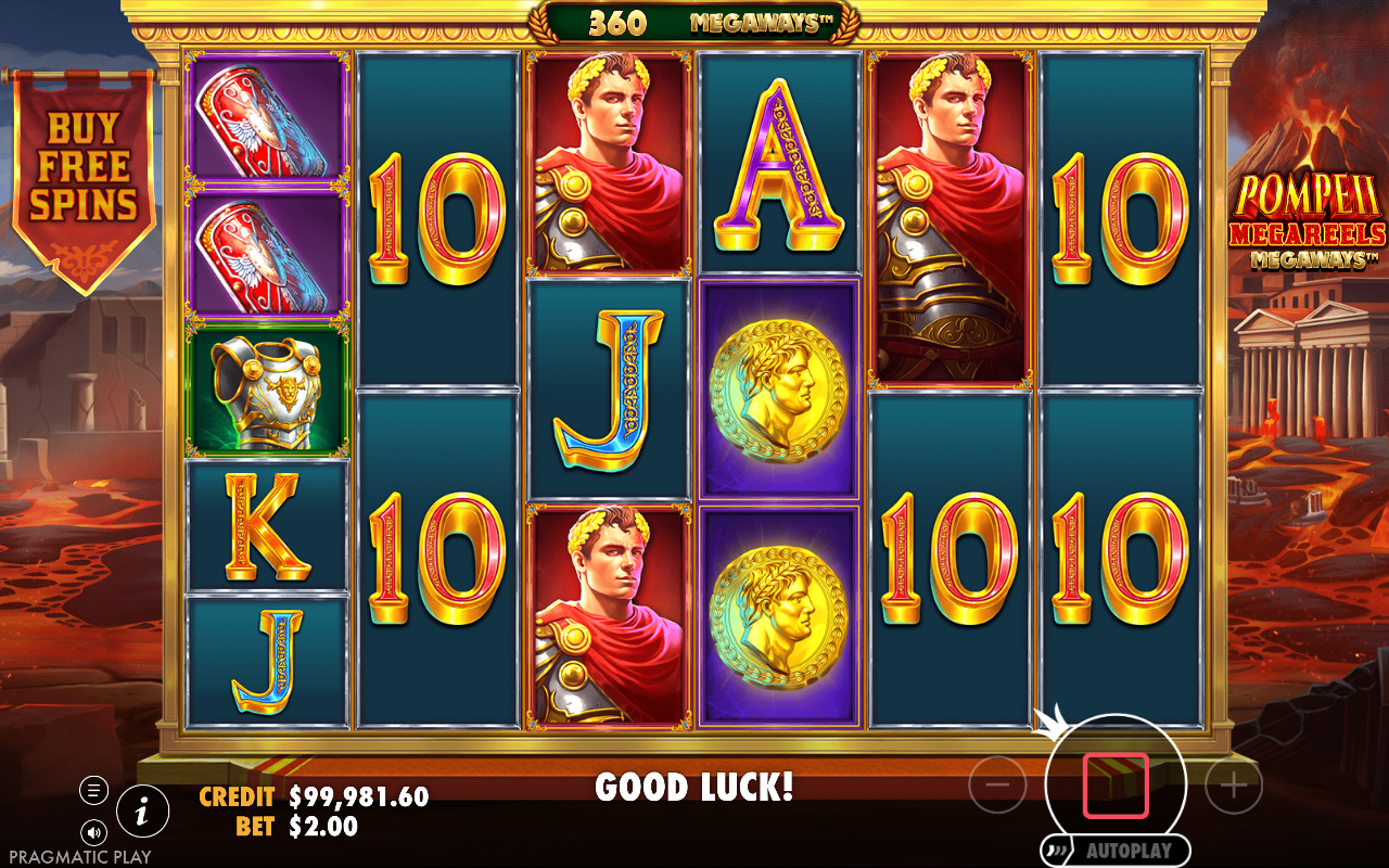 Pompeii Megareels Megaways gameplay