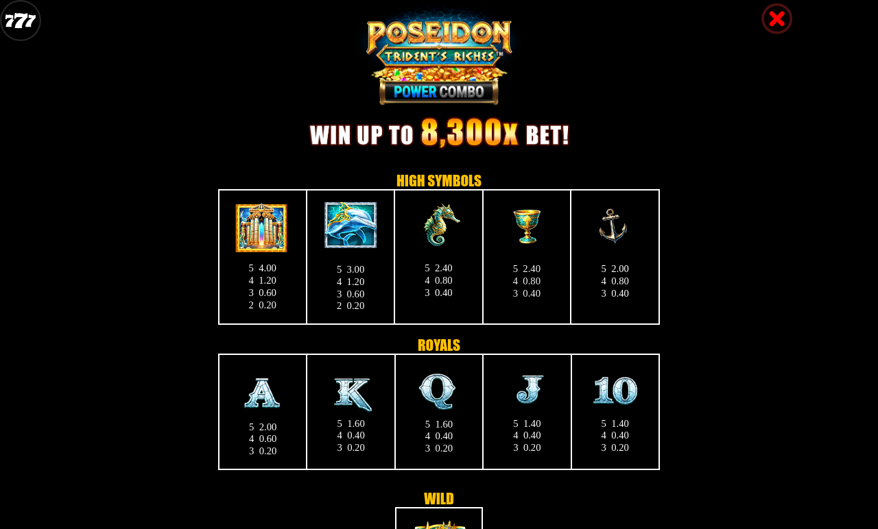 Poseidon: Trident's Riches Power Combo information screen