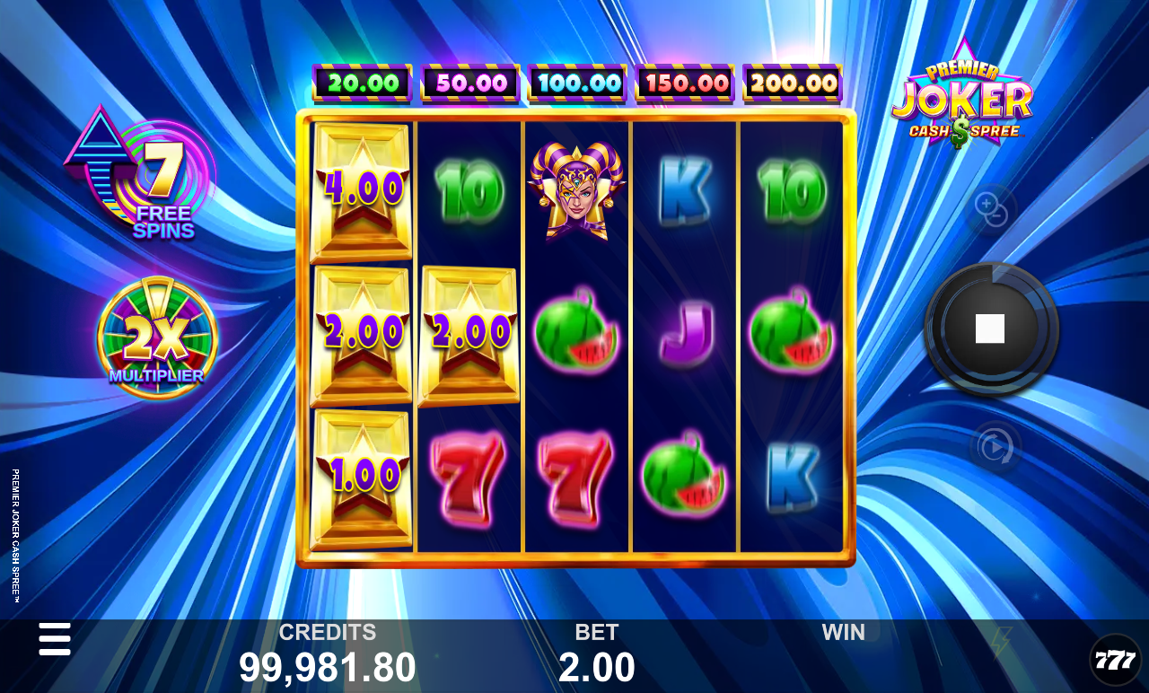 Premier Joker Cash Spree gameplay with Cash Spree symbols