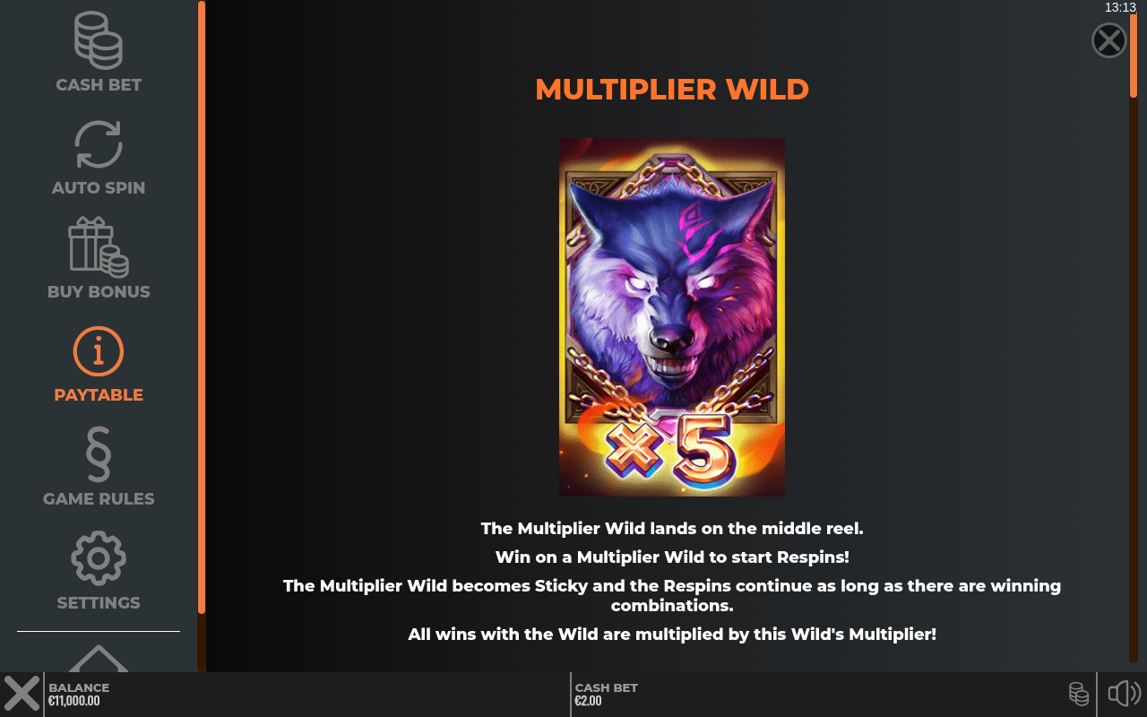 Ragnawolves WildEnergy information screen