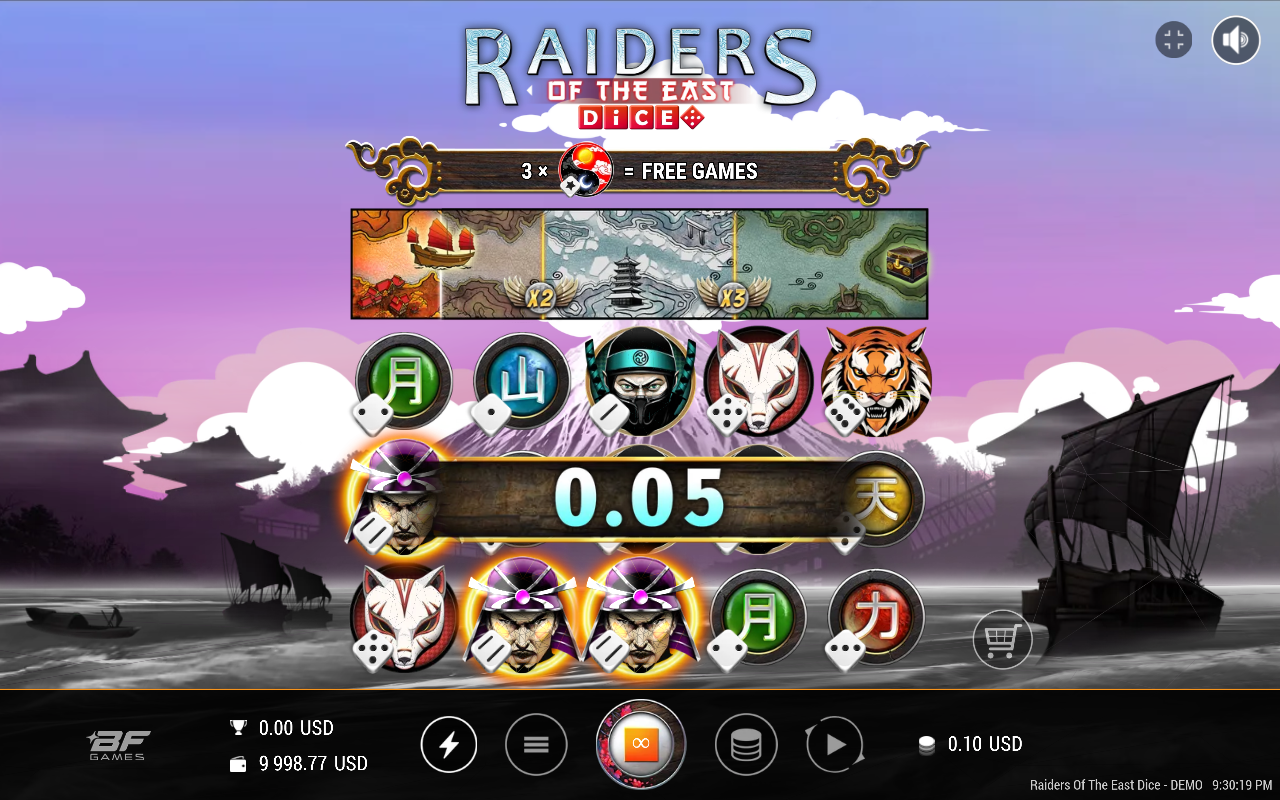Raiders of the East Dice gameplay