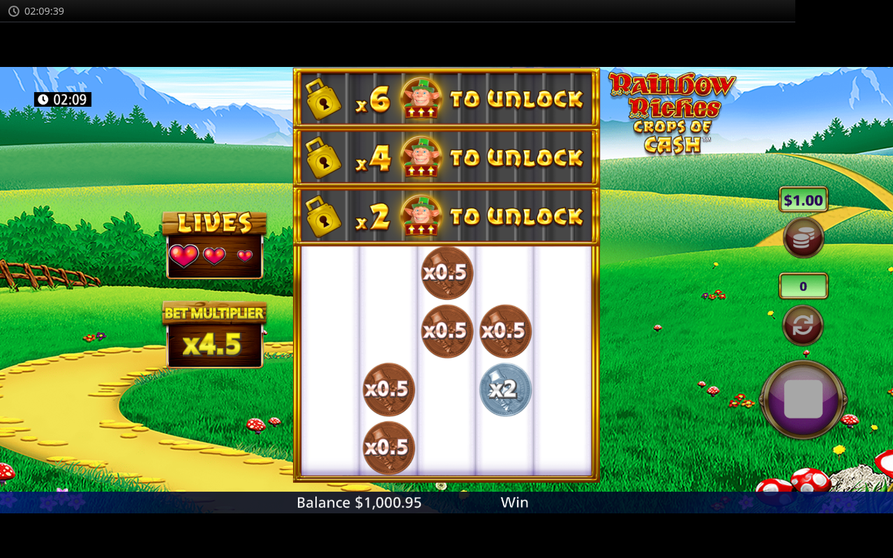 Rainbow Riches Crops of Cash gameplay