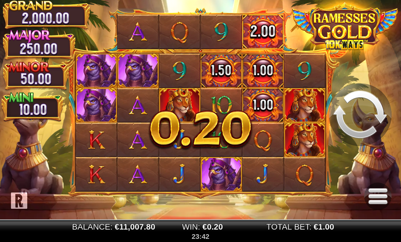 Ramesses Gold 10K WAYS respins gameplay