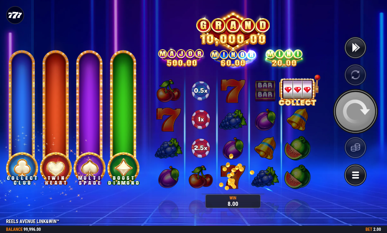 Reels Avenue Link&Win Collect feature in play