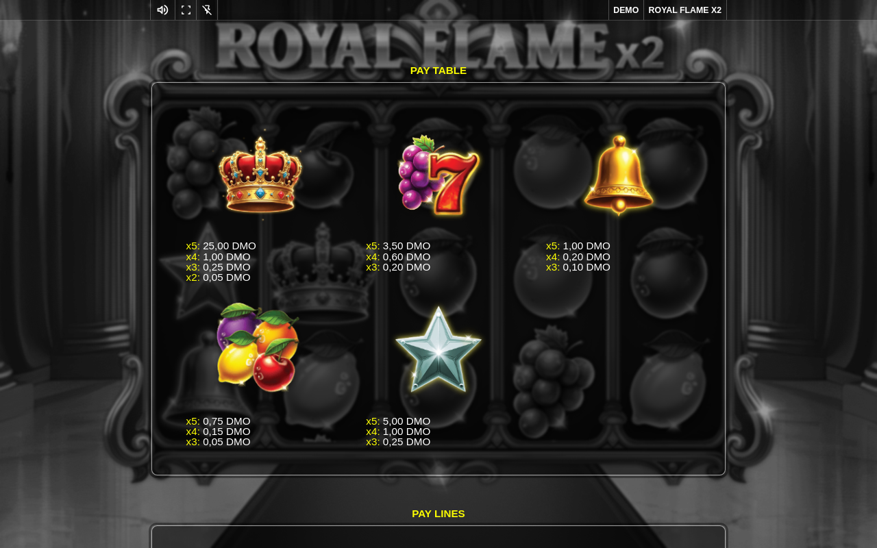 Royal Flame x2 information screen
