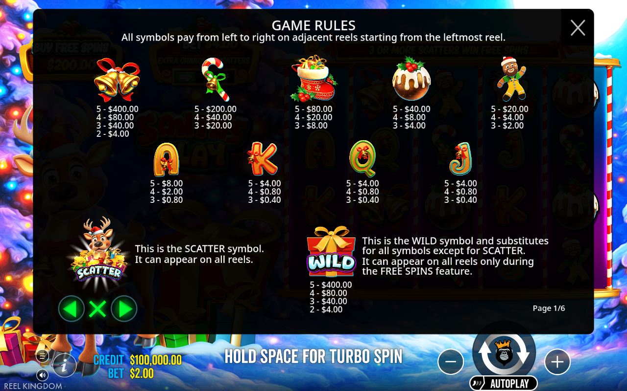 Santa's Slay information screen