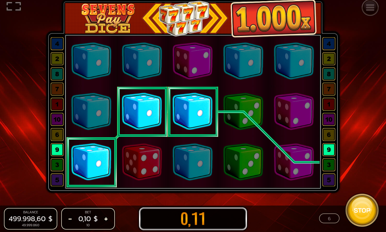 Sevens Pay Dice gameplay