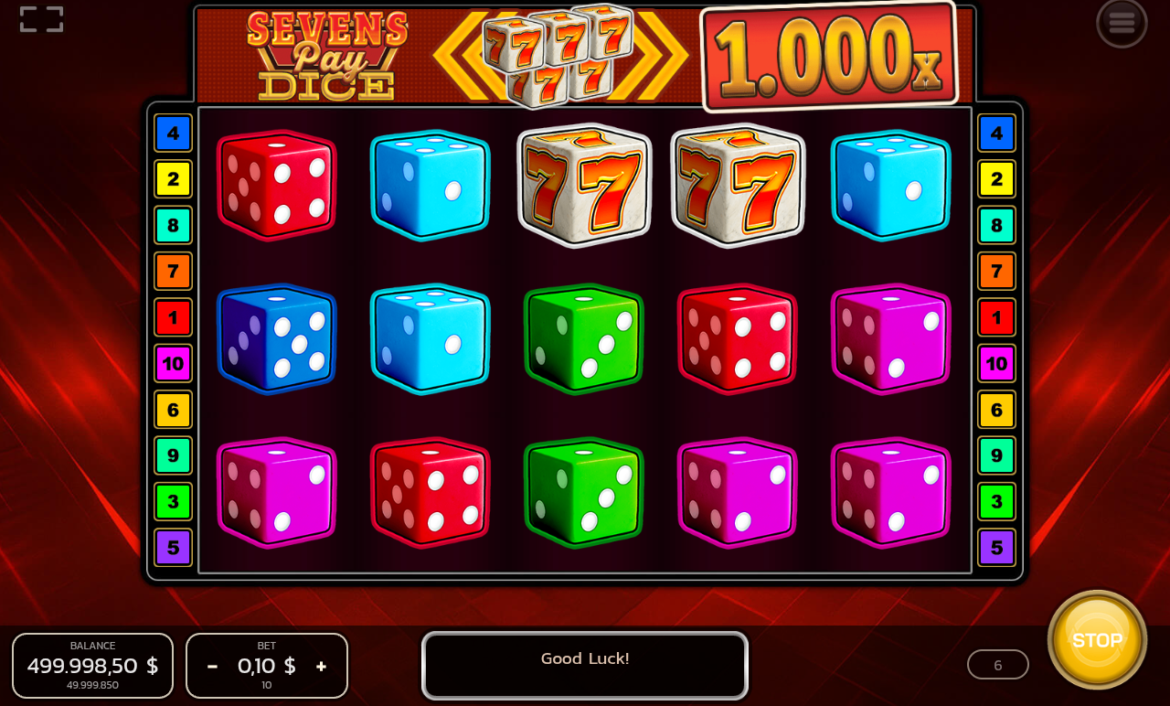 Sevens Pay Dice gameplay