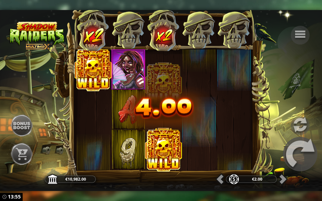Shadow Raiders MultiMax reel multipliers in play