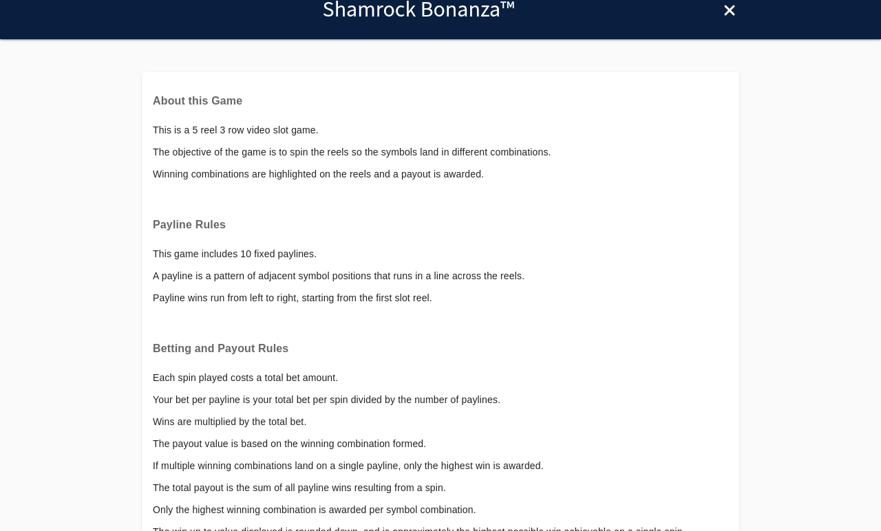 Shamrock Bonanza Wild Collection rules
