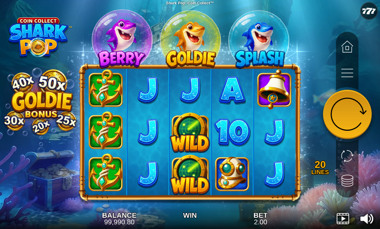 Shark Pop: Coin Collect bonus round with jackpot ladder overlay