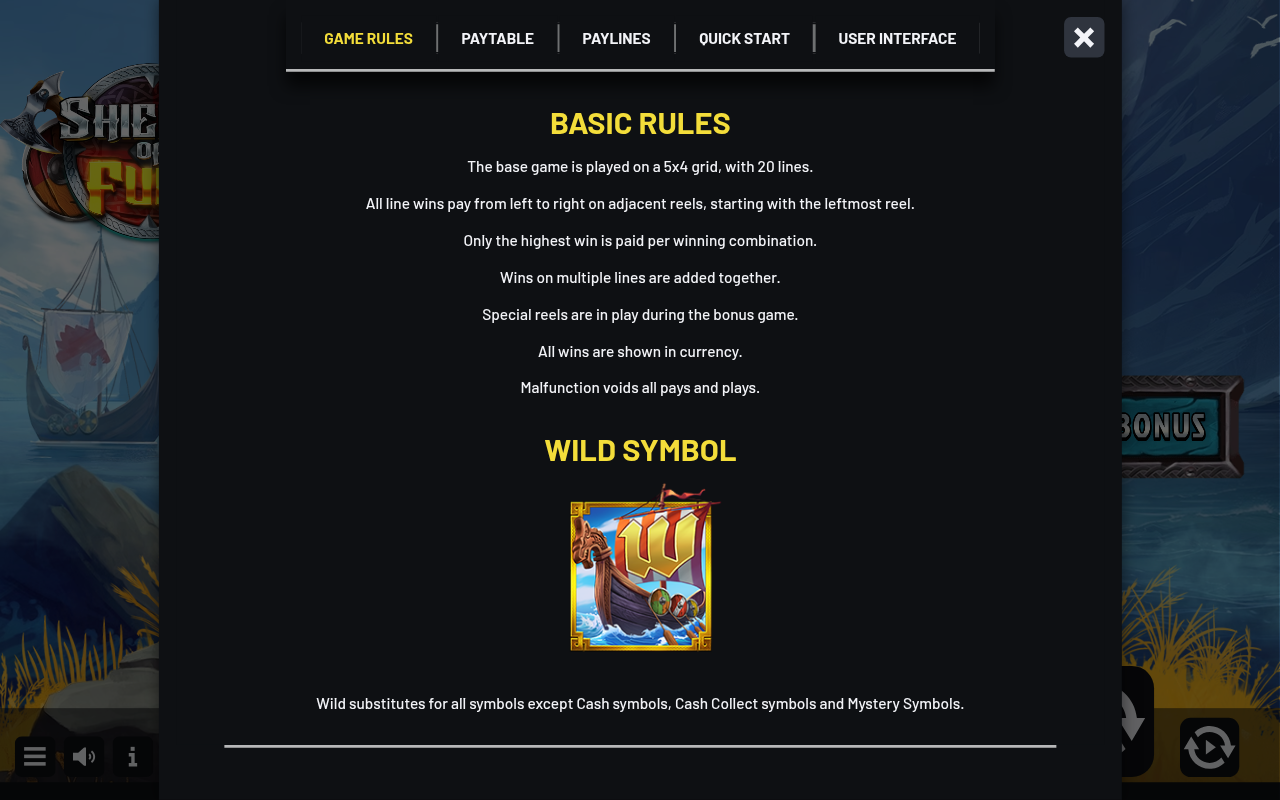 Shields of Fury information screen