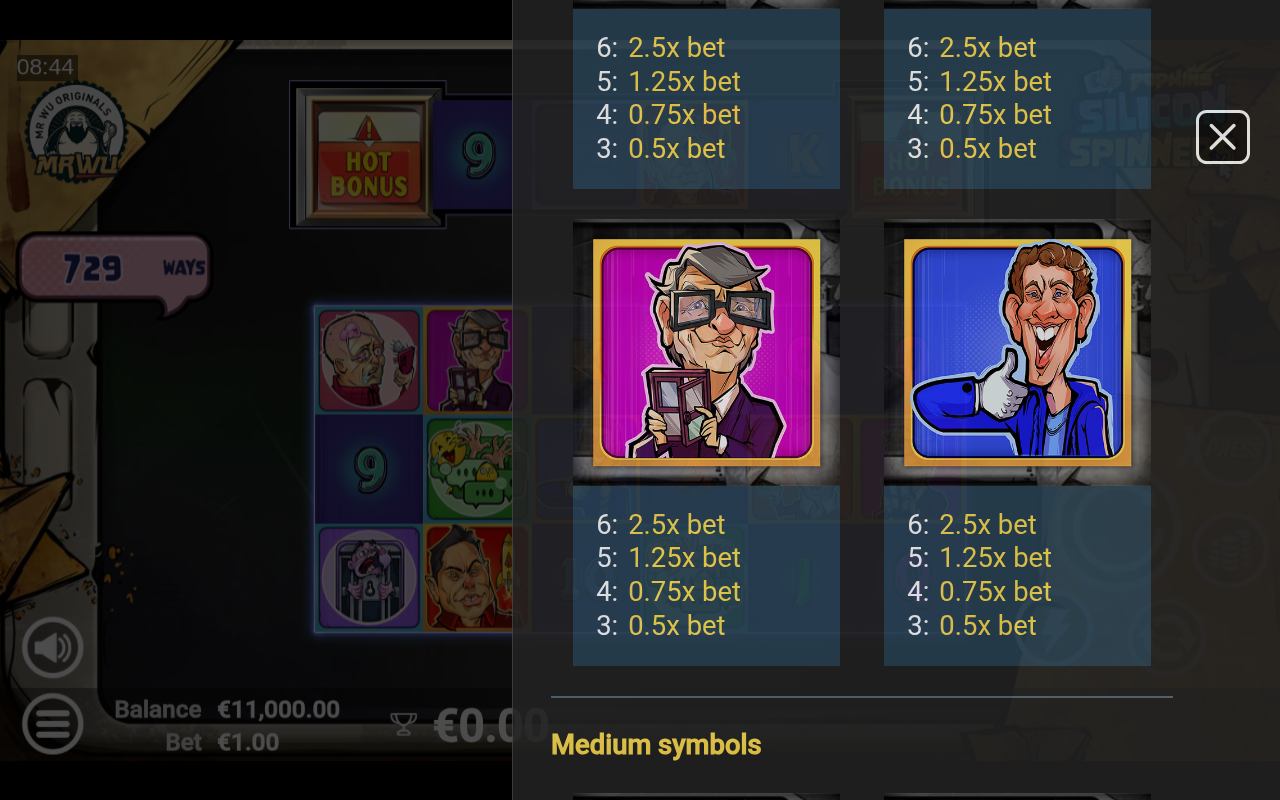 Silicon Spinners PopWins information screen