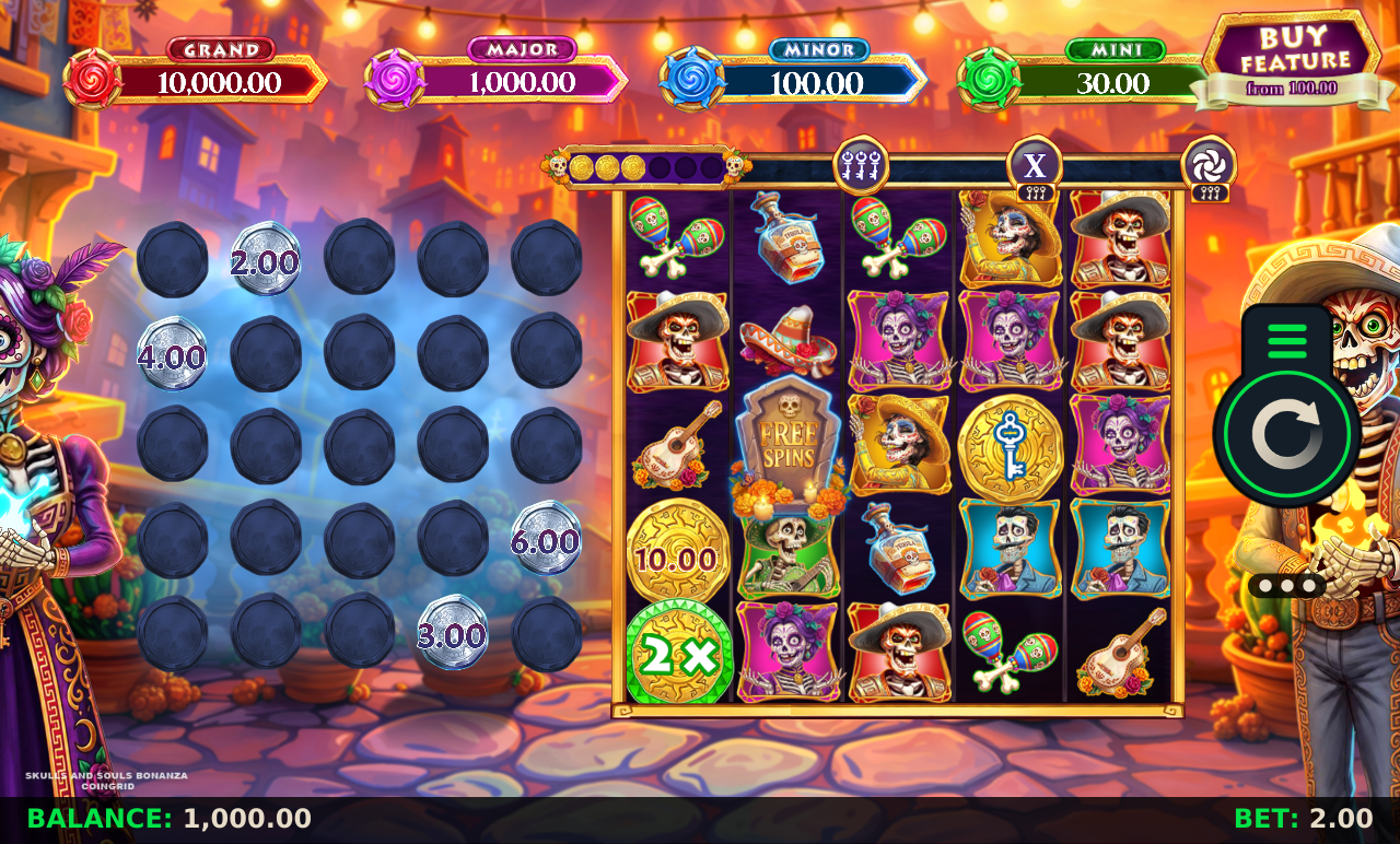 Skulls and Souls Bonanza Coin Grid base game