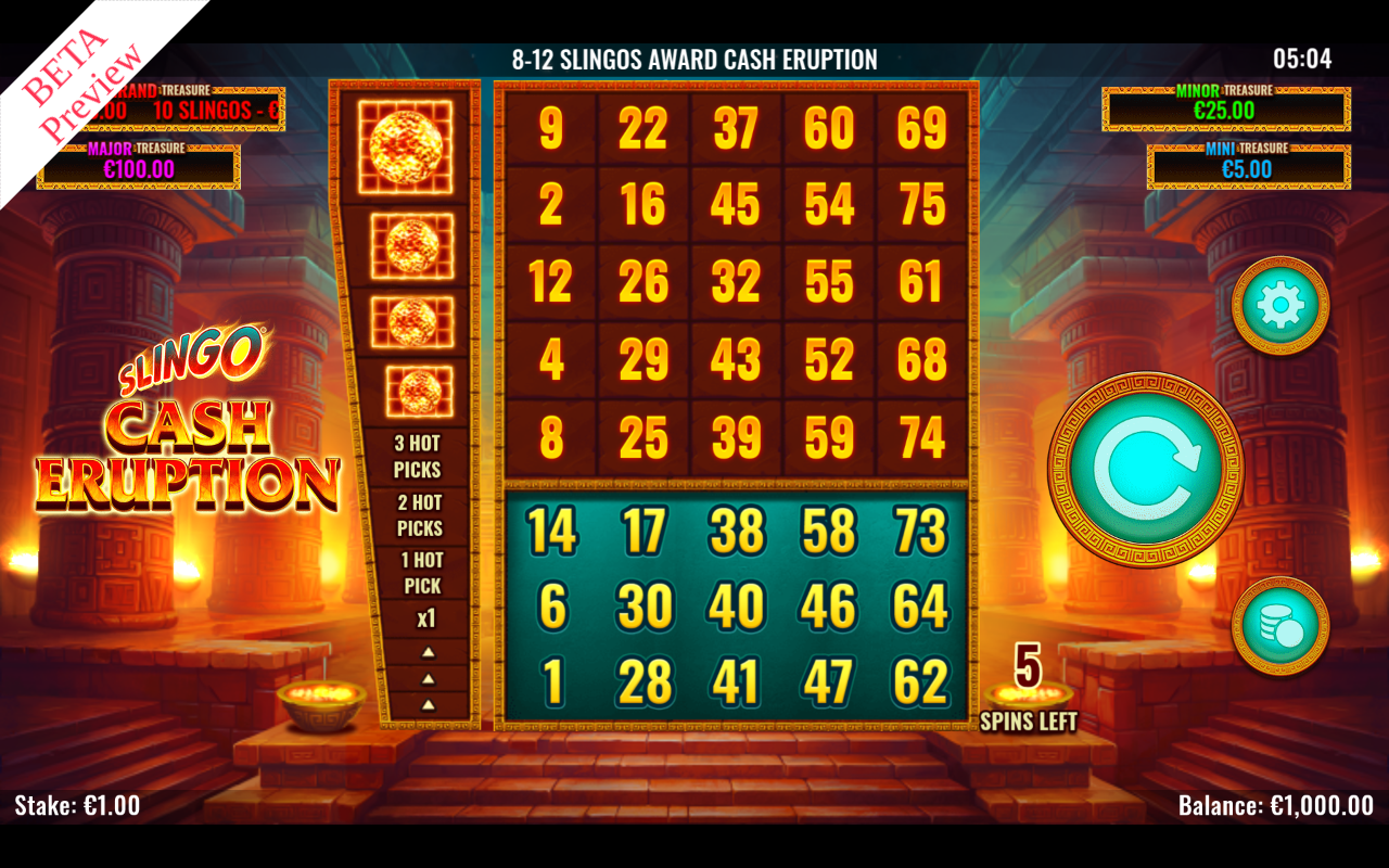 Slingo Cash Eruption base game