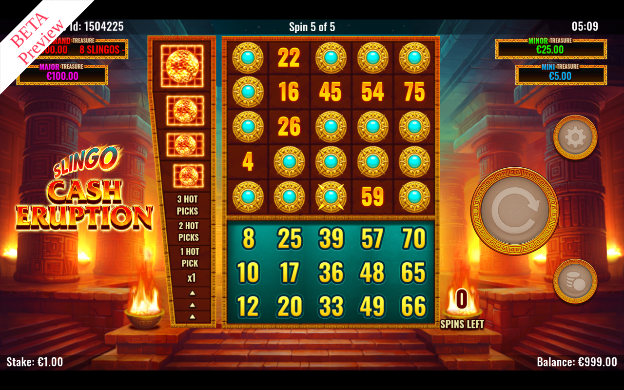 Slingo Cash Eruption gameplay
