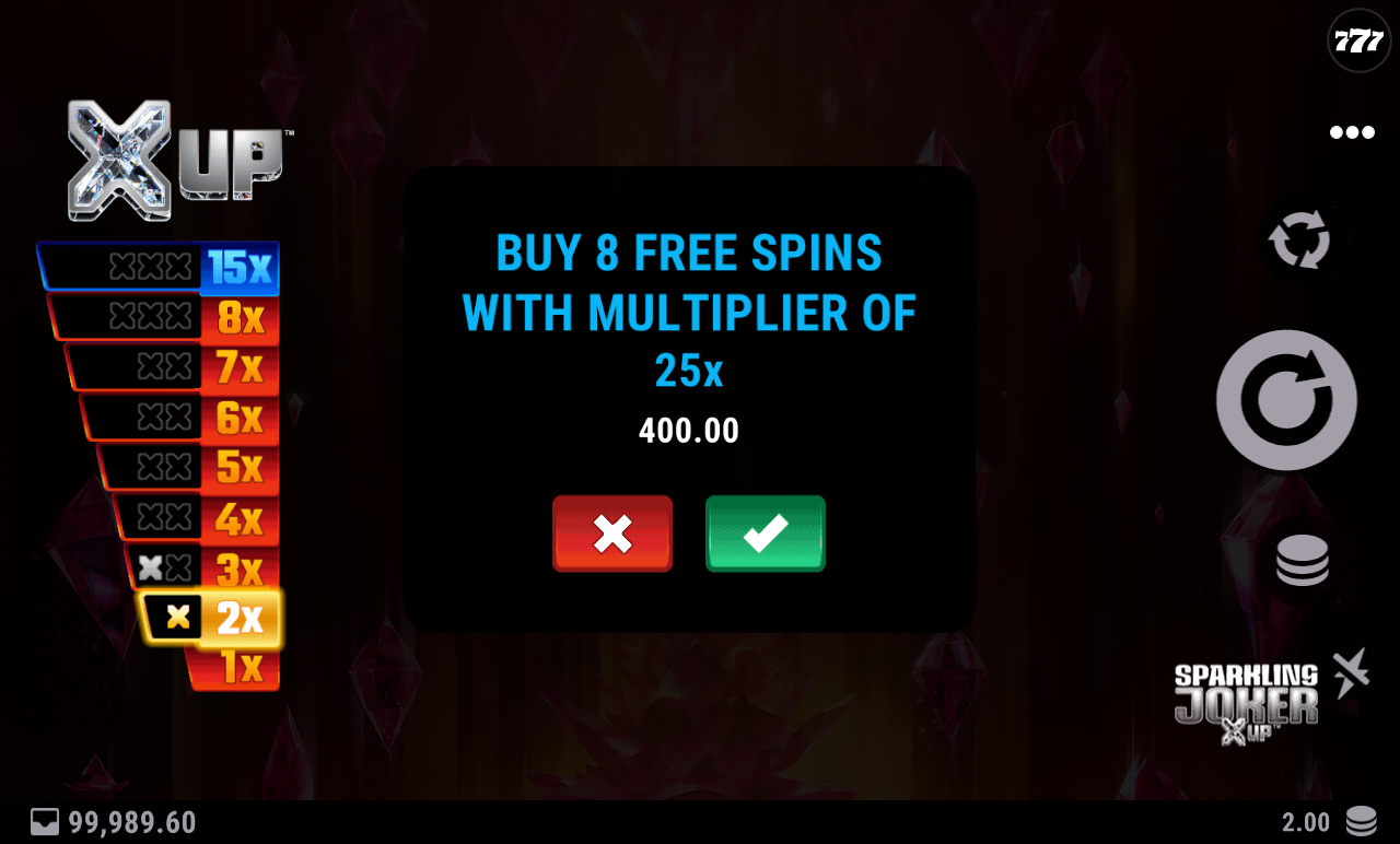 Sparkling Joker X UP bonus buy menu