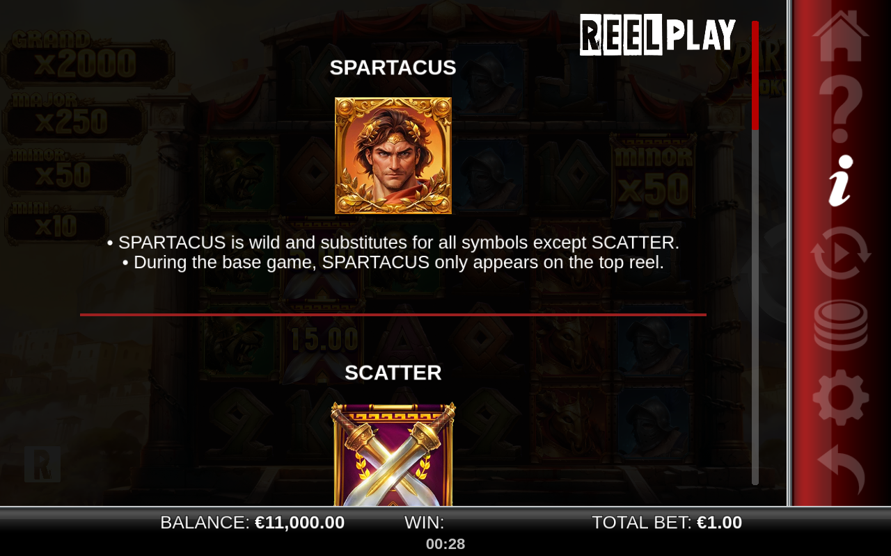Spartacus 10K Ways wild and scatter rules
