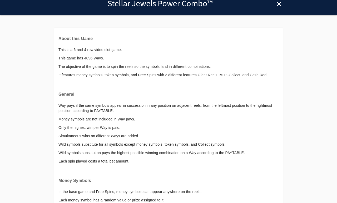 Stellar Jewels Power Combo token symbols information screen