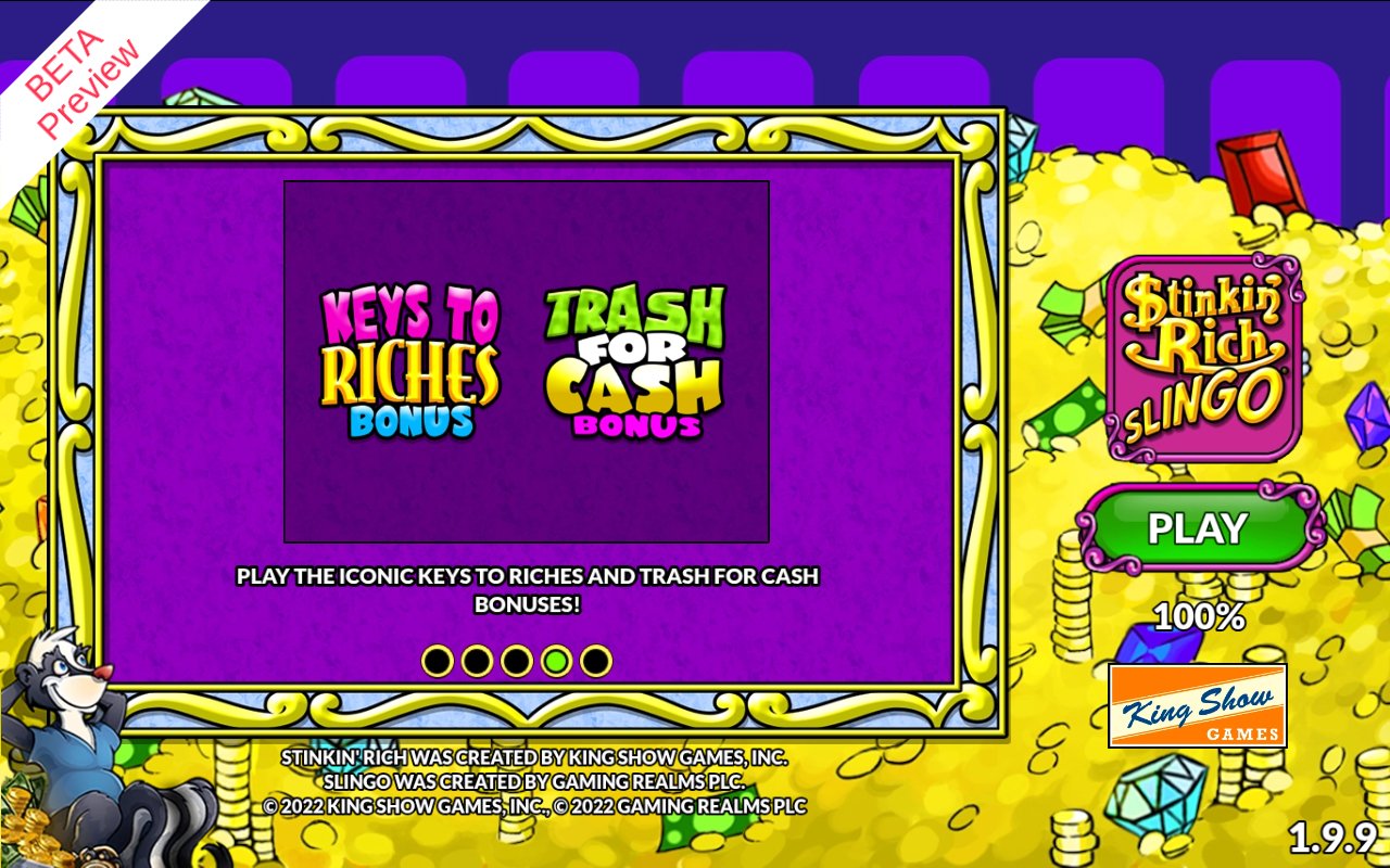 Stinkin' Rich Slingo information screen