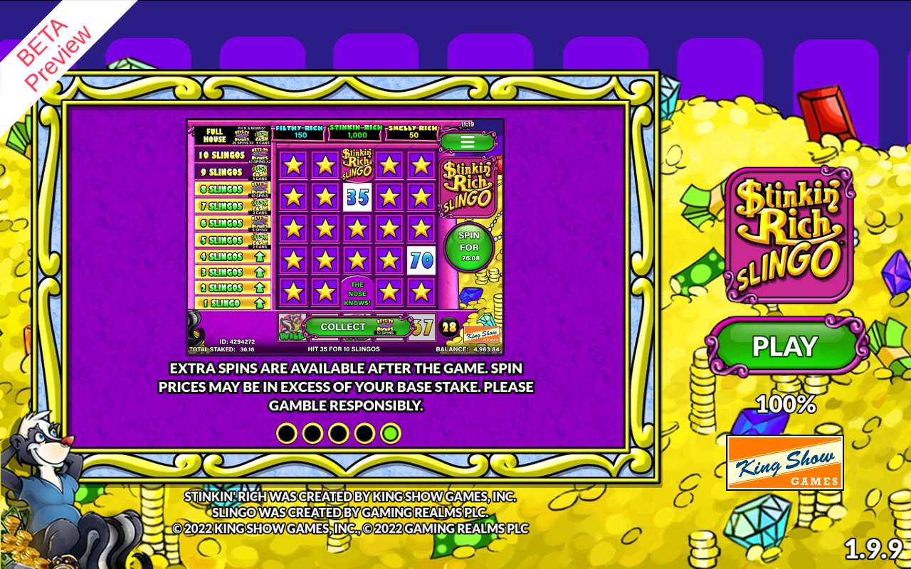 Stinkin' Rich Slingo gameplay