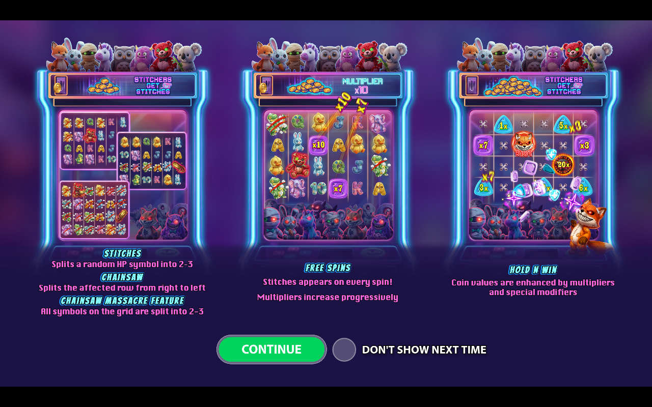 Stitchers Get Stitches information screen