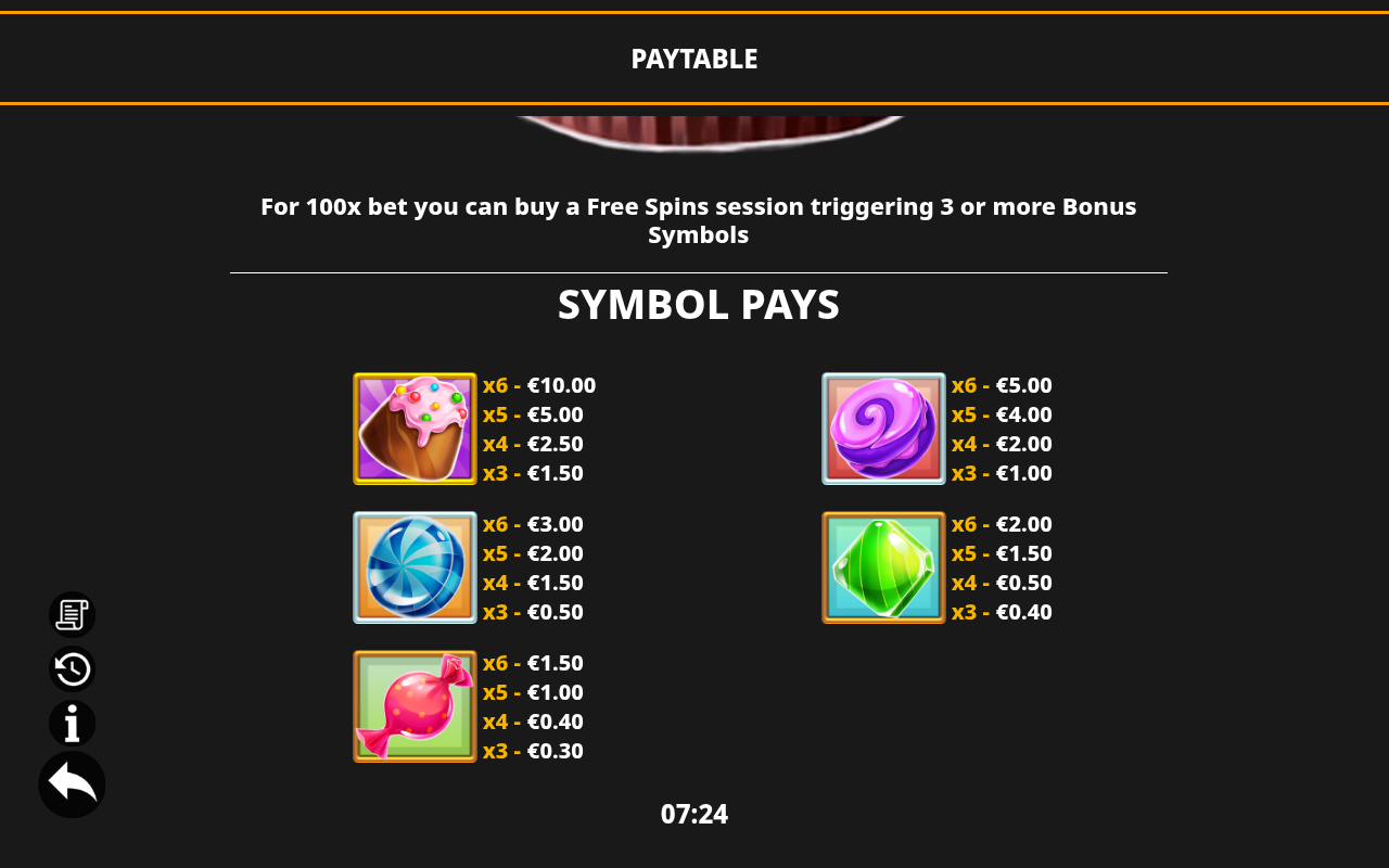 Sugar Bomb 2 MultiBoost information screen