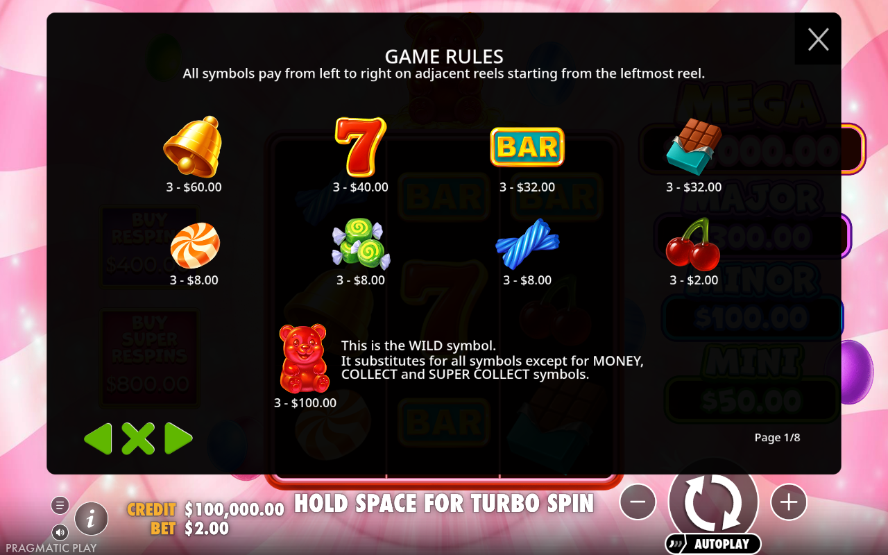 Super Gummy Strike information screen