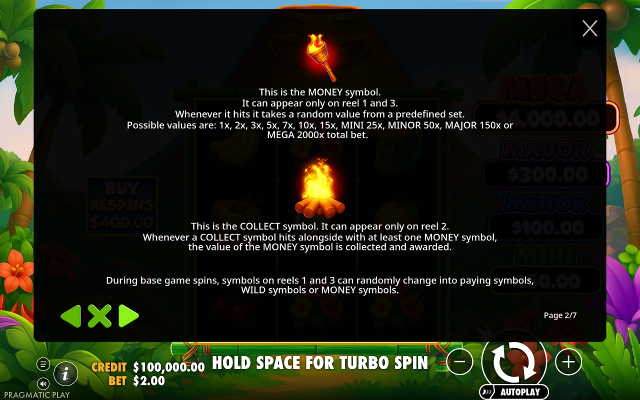 Super Tiki Strike information screen