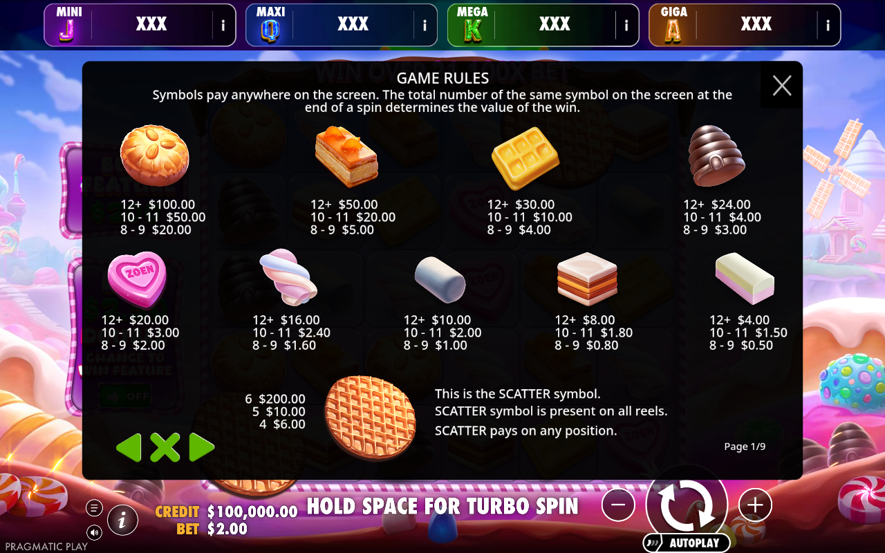 Sweet Bonanza Holland - Oranje Jackpot information screen